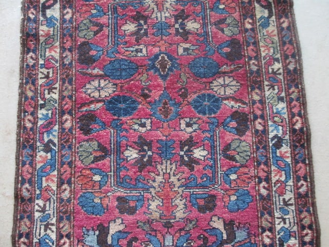 Vintage Burgundy and Navy Persian Hand Woven Rug - 3