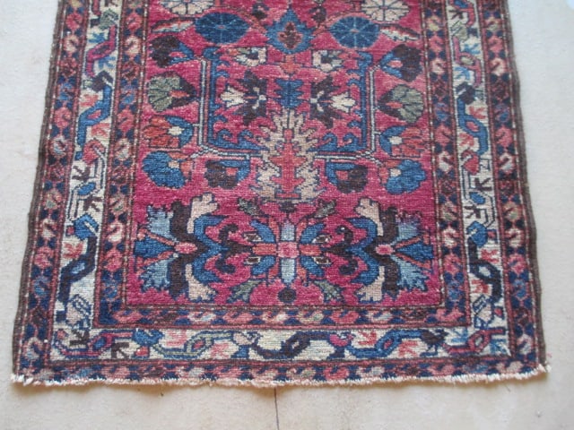Vintage Burgundy and Navy Persian Hand Woven Rug - 4
