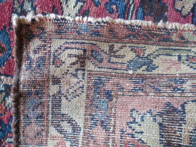 Vintage Burgundy and Navy Persian Hand Woven Rug - 6