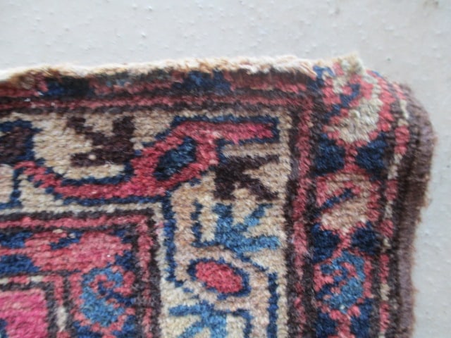 Vintage Burgundy and Navy Persian Hand Woven Rug - 7