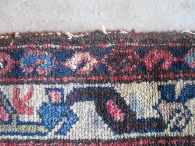 Vintage Burgundy and Navy Persian Hand Woven Rug - 8