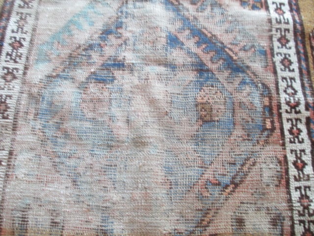 Vintage Earth Tone and Navy Turkish Hand Woven Runner - 12