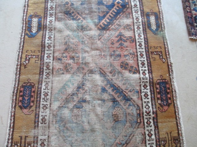 Vintage Earth Tone and Navy Turkish Hand Woven Runner - 3