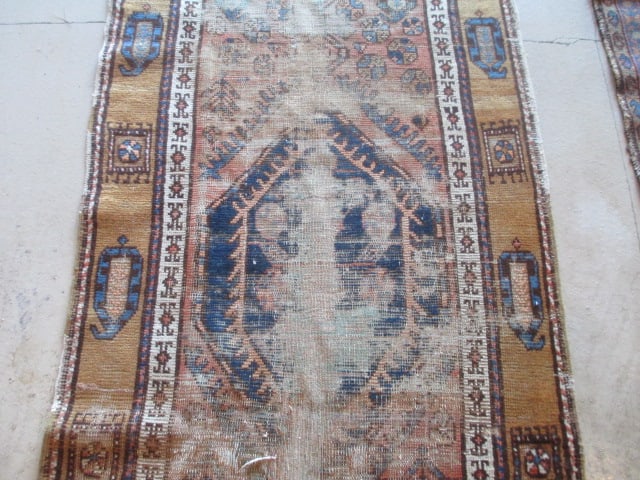 Vintage Earth Tone and Navy Turkish Hand Woven Runner - 5