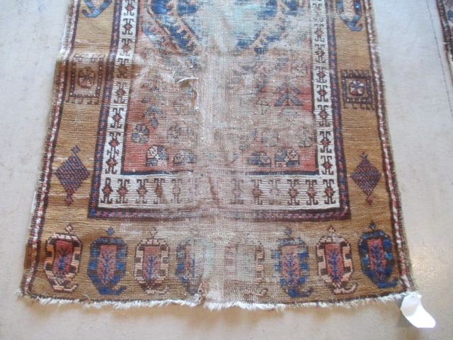 Vintage Earth Tone and Navy Turkish Hand Woven Runner - 6