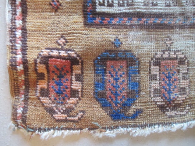 Vintage Earth Tone and Navy Turkish Hand Woven Runner - 7