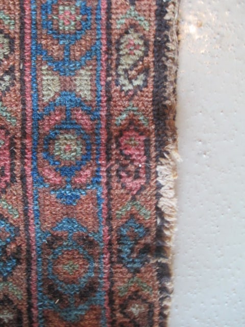 Vintage Burgundy and Navy Turkish Hand Woven Runner - 12