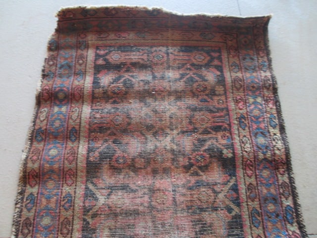 Vintage Burgundy and Navy Turkish Hand Woven Runner - 2