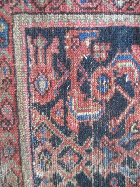 Vintage Burgundy and Navy Turkish Hand Woven Runner - 7