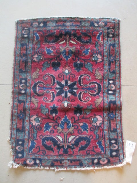 Vintage Red and Navy Persian Hand Woven Mat: approx. 24" x 32", age/use wear to edges-see pictures and preview, Local Pickup Only 