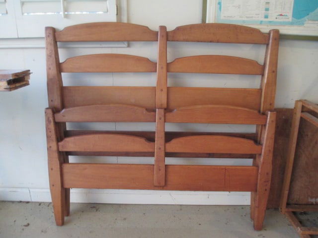 Maple Twin Size Ladder Back Head Board, Foot Board, Wood Rails and Slats (1 of 5)