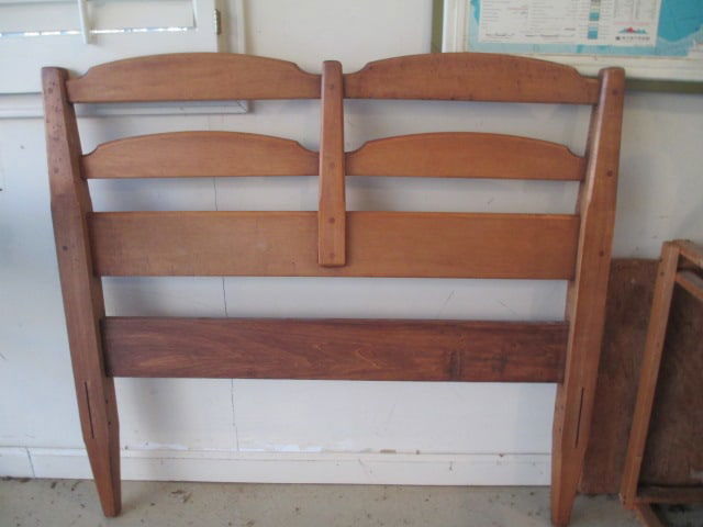 Maple Twin Size Ladder Back Head Board, Foot Board, Wood Rails and Slats - 2