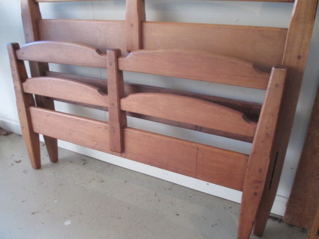 Maple Twin Size Ladder Back Head Board, Foot Board, Wood Rails and Slats - 4