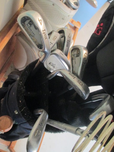 Blue/Navy Canvas Keowee Key Golf Bag with Set of Men's Lynx Black Cat Golf Clubs - 4