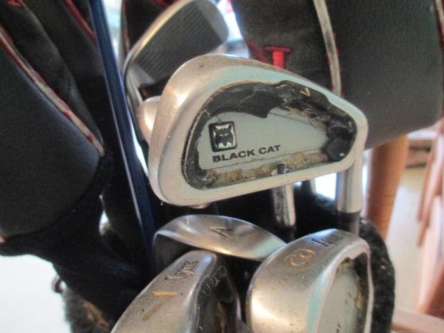 Blue/Navy Canvas Keowee Key Golf Bag with Set of Men's Lynx Black Cat Golf Clubs - 6