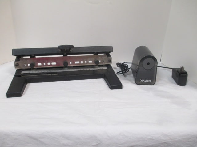 Acco Model 440 Adjustable Paper Punch & Xacto Pencil Sharpener: . 