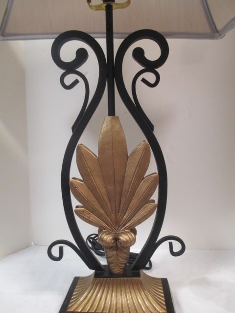 Black Scrolled w/Gold Tone Leaf Accent Lamp - 2