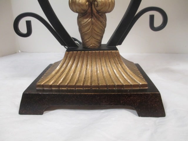 Black Scrolled w/Gold Tone Leaf Accent Lamp - 3