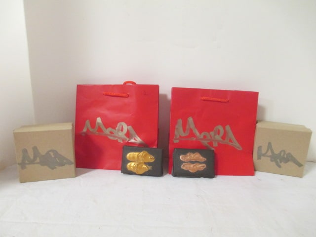 Mora Abstract Raised Art Pieces (Lot of 2) in Red Bags: .