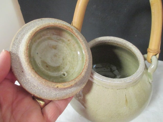 Studio Pottery Teapots w/bamboo Handle (Lot of 2) - 3