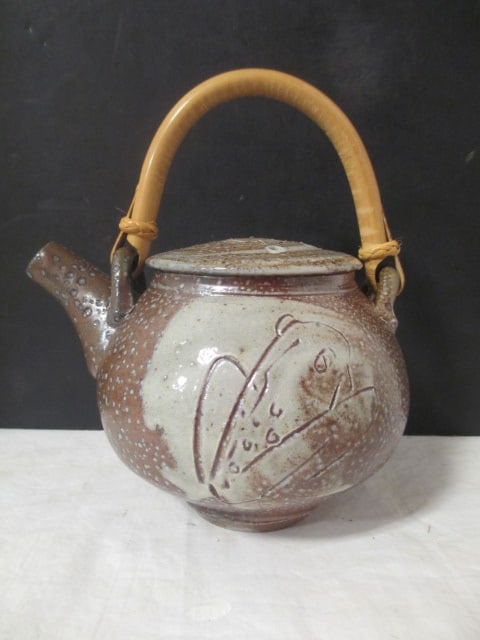 Studio Pottery Teapots w/bamboo Handle (Lot of 2) - 8