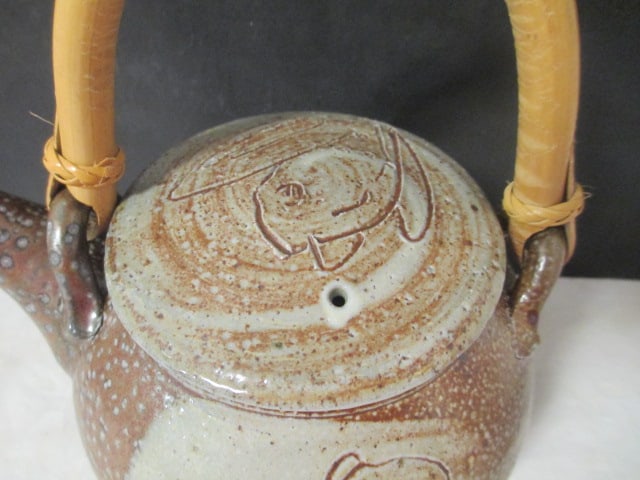 Studio Pottery Teapots w/bamboo Handle (Lot of 2) - 9