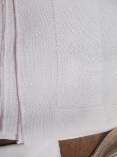 White Linen (Lot of 2) Tablecloths & 12 Matching Napkins - 4