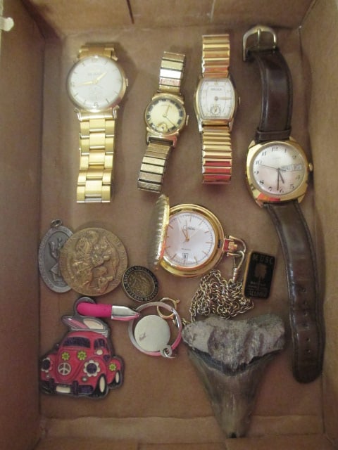 Wristwatches-Bulova,Hamilton,Gruen, Timex, Callibri Pocket Watch,: Shark Tooth, etc.