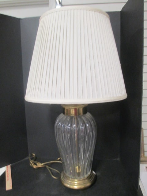 Frederick Cooper Hollywood Regency Style Glass & Brass Lamp: 32" 