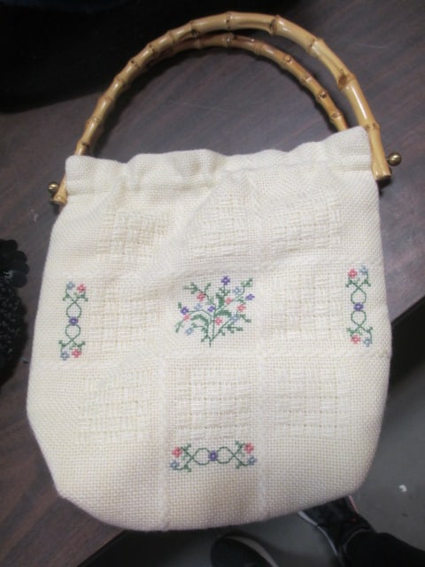 Wool Knit Tote Bags (3), Leather Gloves, Black Crochet Evening Bag - 3