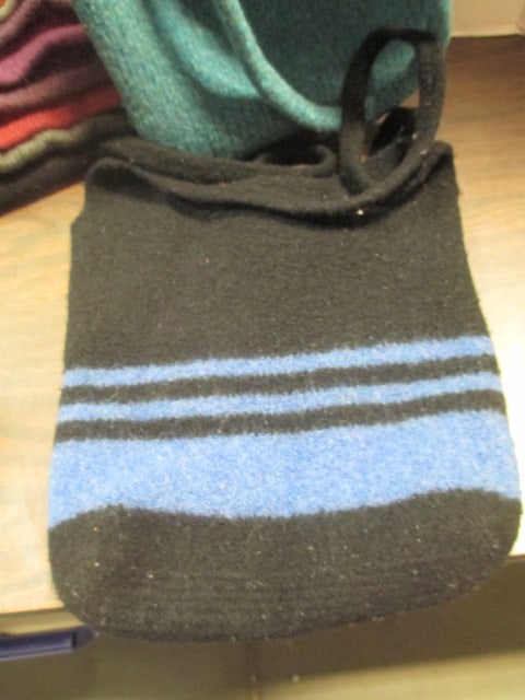 Wool Knit Tote Bags (3), Leather Gloves, Black Crochet Evening Bag - 7