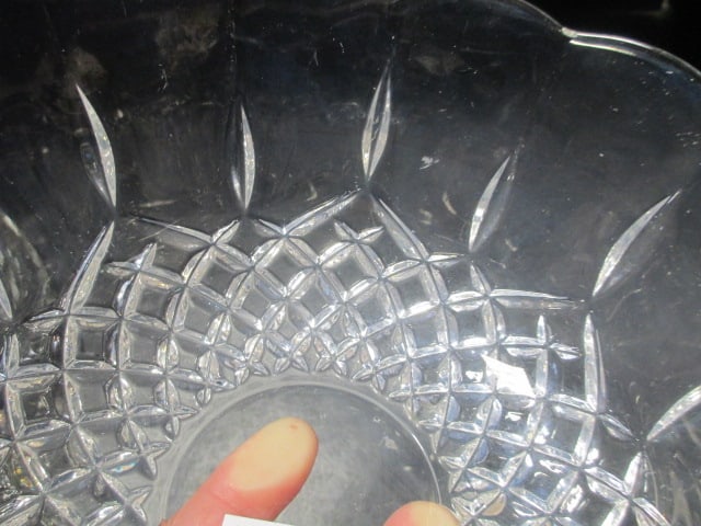 Pink Depression Glass Tray and wine glass, Clear Glass Serving Tray and Crystal Bowl - 11