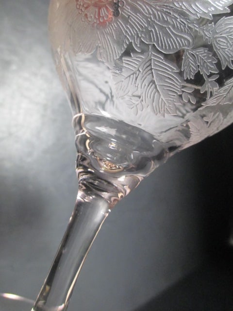 Pink Depression Glass Tray and wine glass, Clear Glass Serving Tray and Crystal Bowl - 7