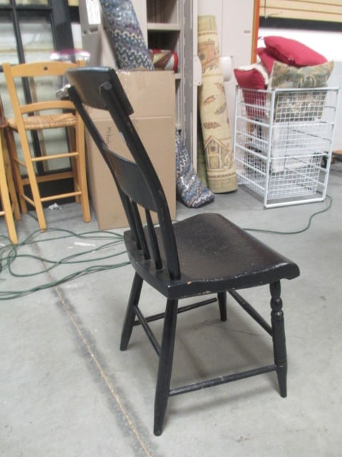 Wood Plank Black Chair w/Slat Back - 4