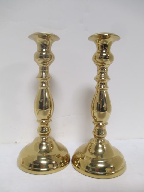 Heavy Brass Candlesticks (PR) 8" & Candle Snuffer - 2