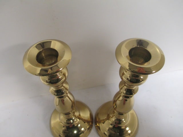Heavy Brass Candlesticks (PR) 8" & Candle Snuffer - 3