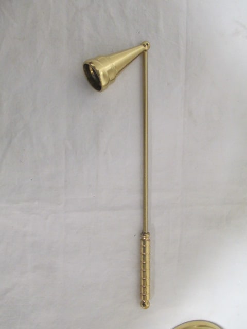 Heavy Brass Candlesticks (PR) 8" & Candle Snuffer - 6