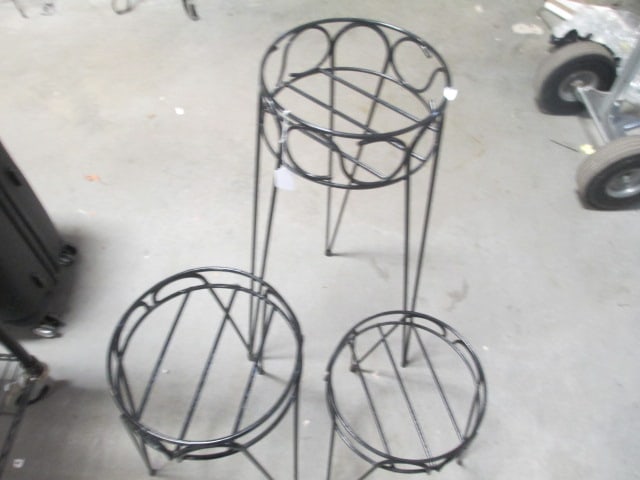 Black Metal Plant Stands Stacking (Lot of 3) - 2