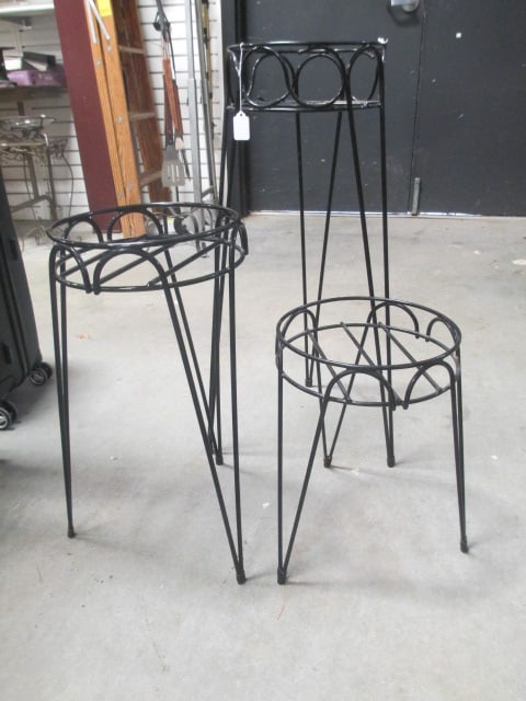 Black Metal Plant Stands Stacking (Lot of 3): 15", 21", 30" 
