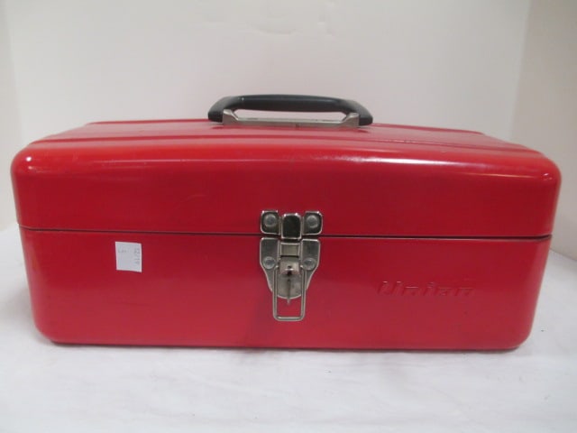 Union Red Metal Tool Box w/contents - 2