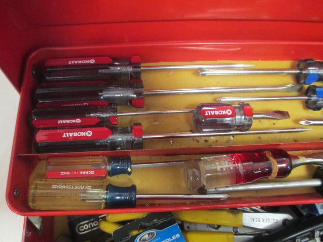 Union Red Metal Tool Box w/contents - 5