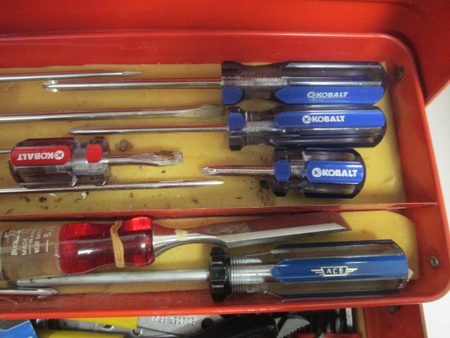 Union Red Metal Tool Box w/contents - 6