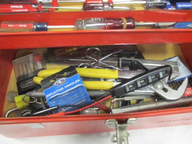 Union Red Metal Tool Box w/contents - 7