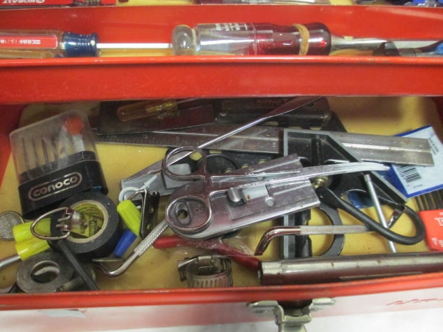 Union Red Metal Tool Box w/contents - 8