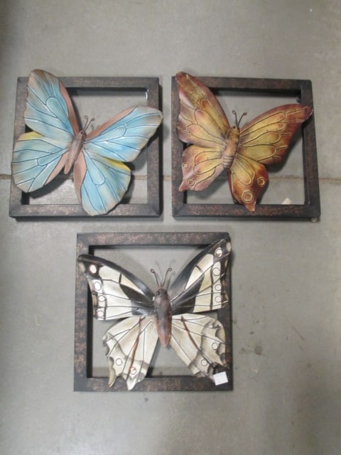 Metal Butterfly Wall Art (Lot of 3): 10 x 10 