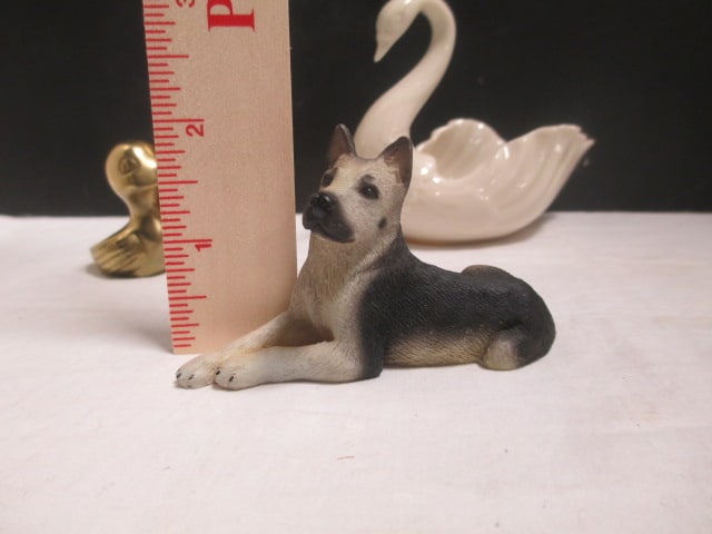 Lenox 5" Swan, Brass Ducks 2" & 3", & German Sheperd 3" - 2