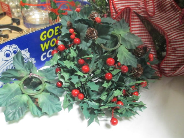 Christmas Grouping-Holly & Ribbons (2) Cups, Candle Rings, - 5