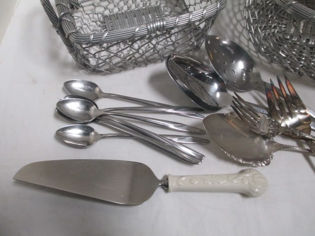2 Wire Baskets & Misc. Serving Utensils - 2