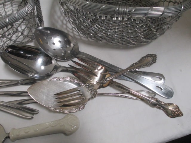 2 Wire Baskets & Misc. Serving Utensils - 3