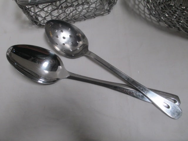 2 Wire Baskets & Misc. Serving Utensils - 5